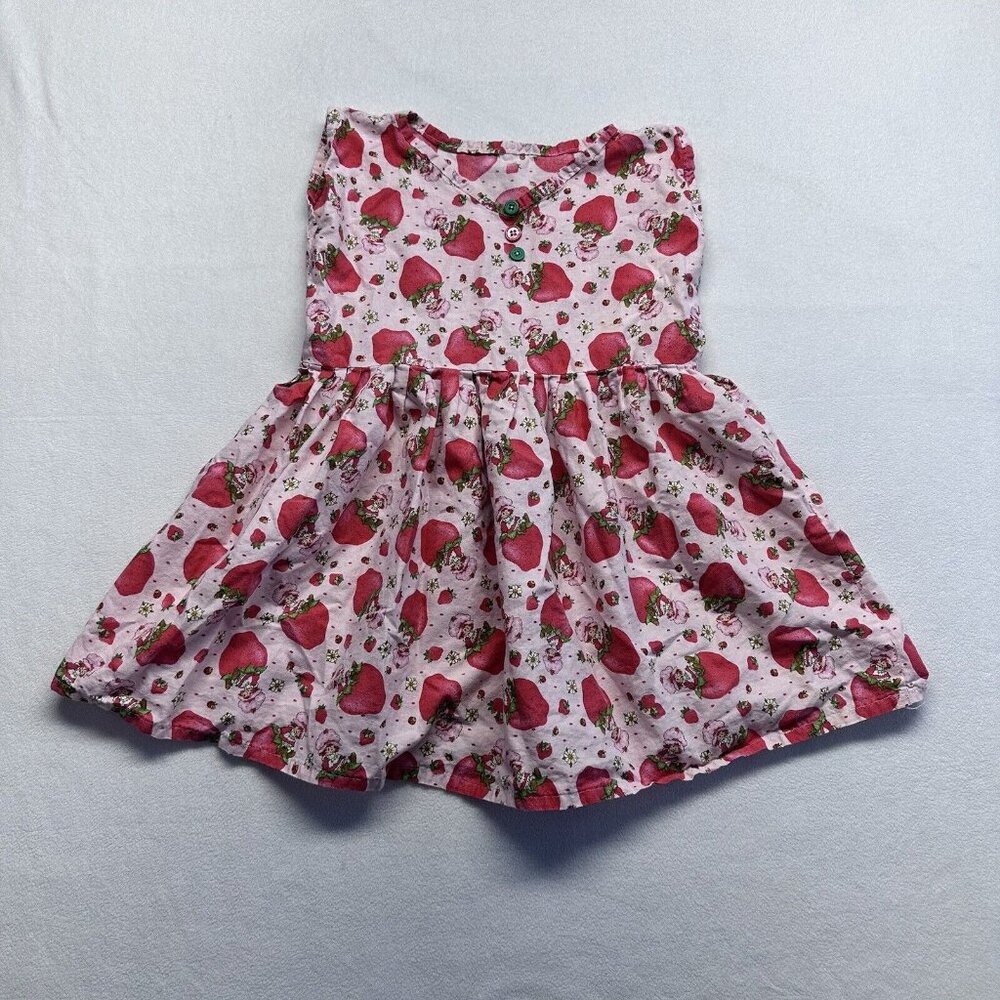 Strawberry Shortcake Vintage Handmade Dress Size M/8? 1980s Pink Cotton